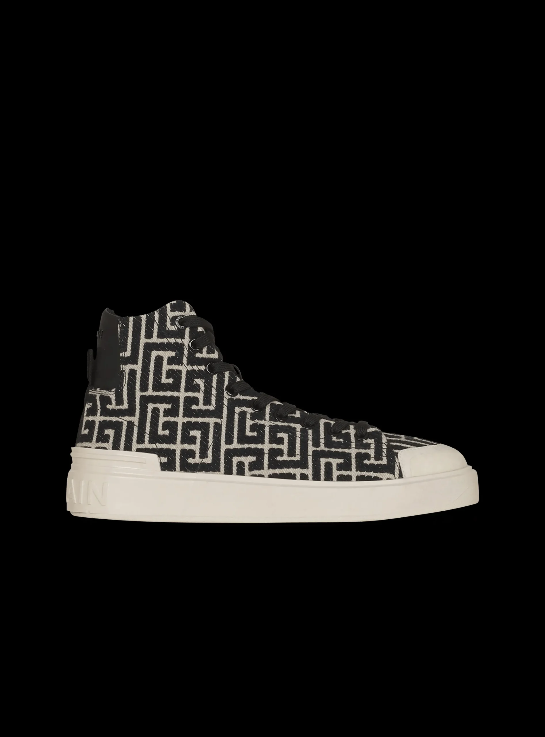 Women Balmain Bicolor Jacquard B-Court High-top Sneakers