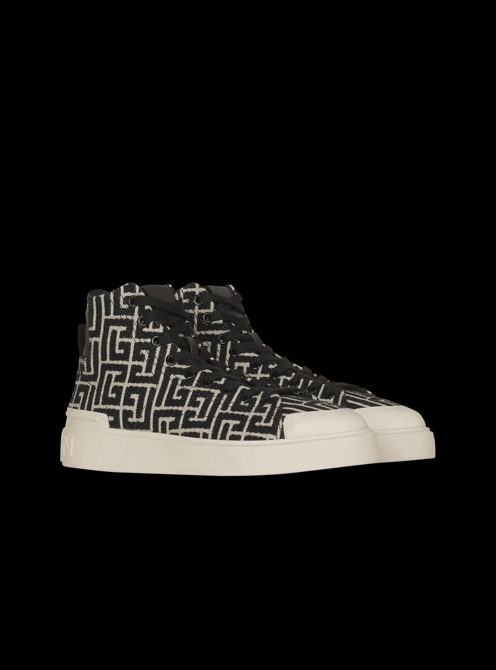 Women Balmain Bicolor Jacquard B-Court High-top Sneakers