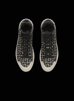 Women Balmain Bicolor Jacquard B-Court High-top Sneakers