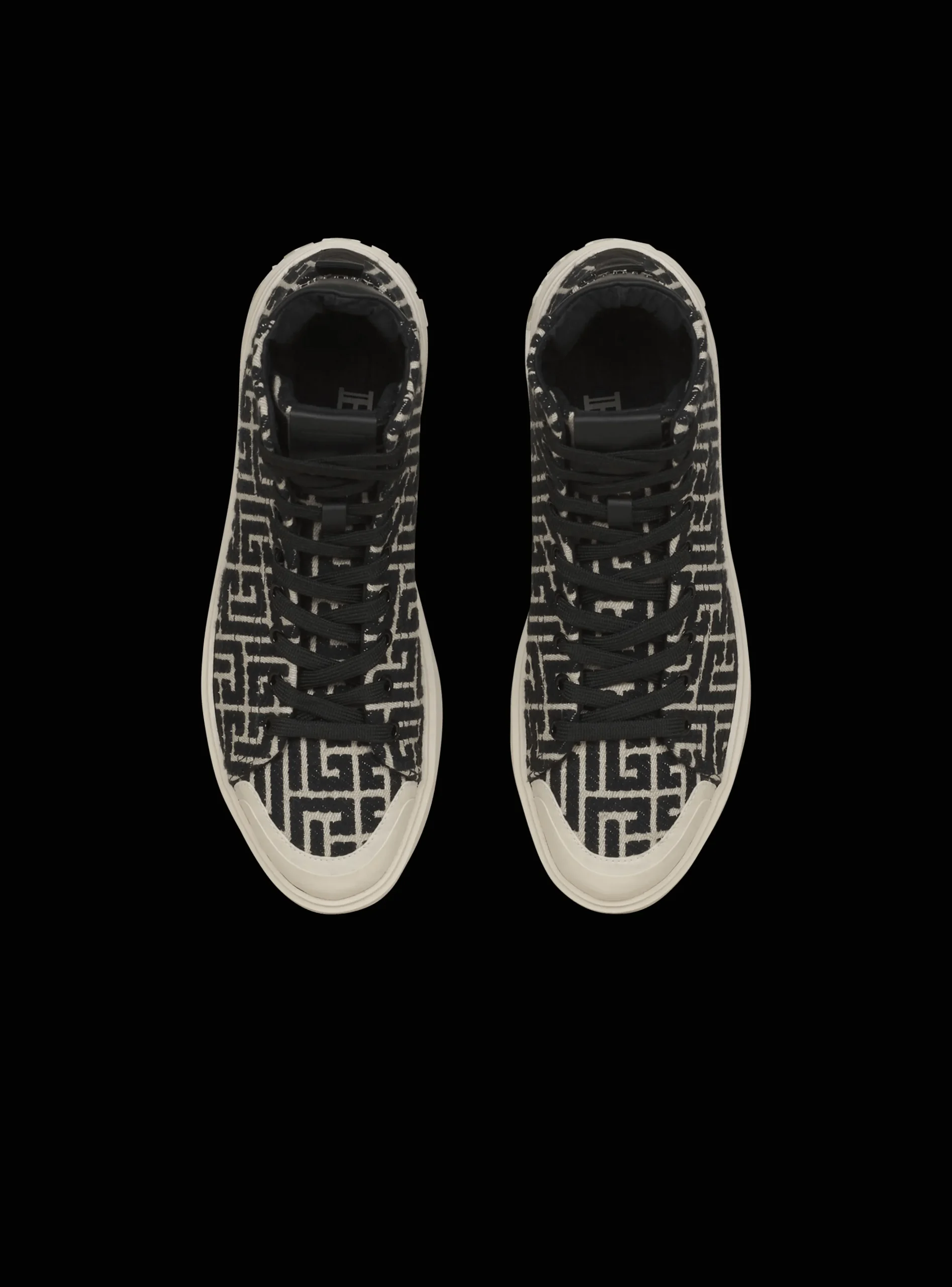 Women Balmain Bicolor Jacquard B-Court High-top Sneakers