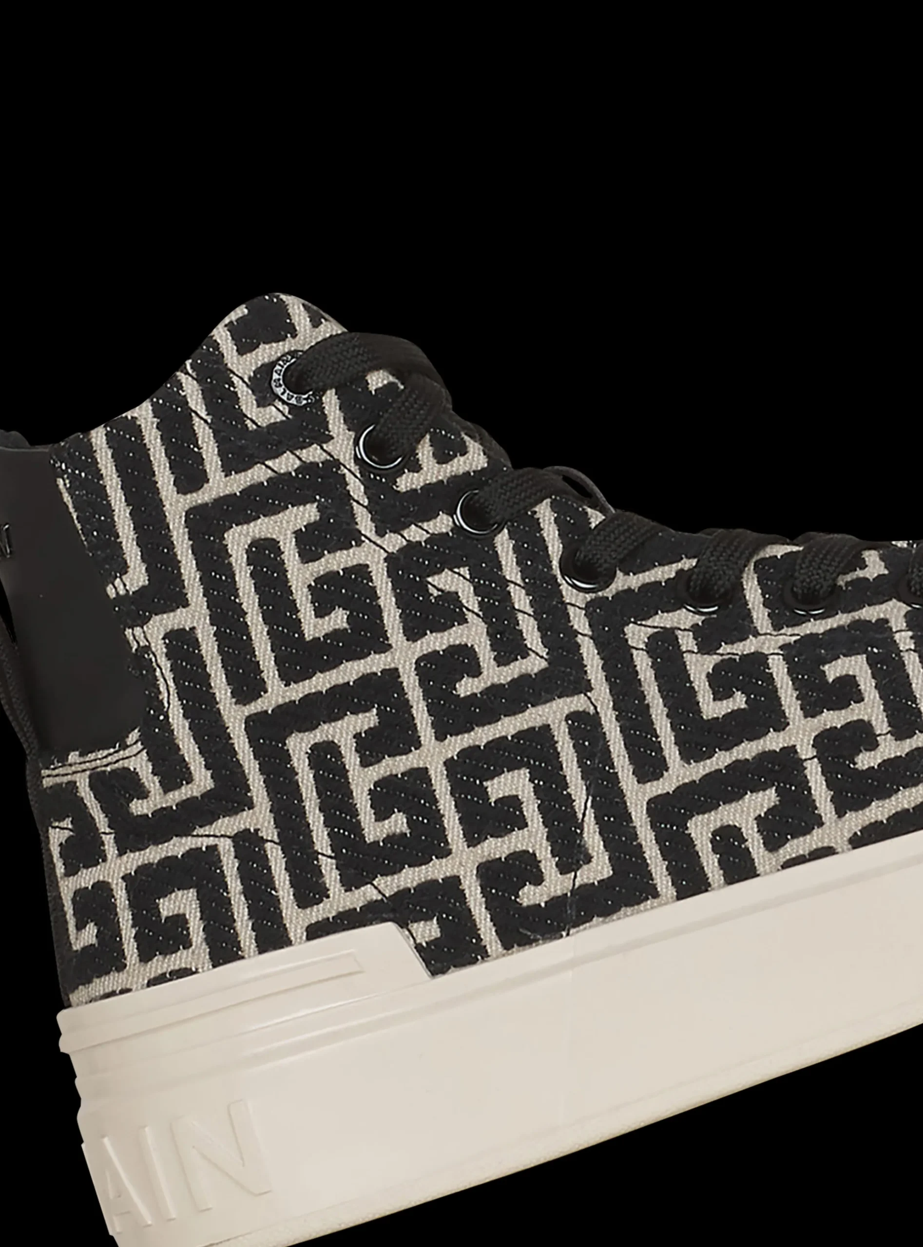 Women Balmain Bicolor Jacquard B-Court High-top Sneakers