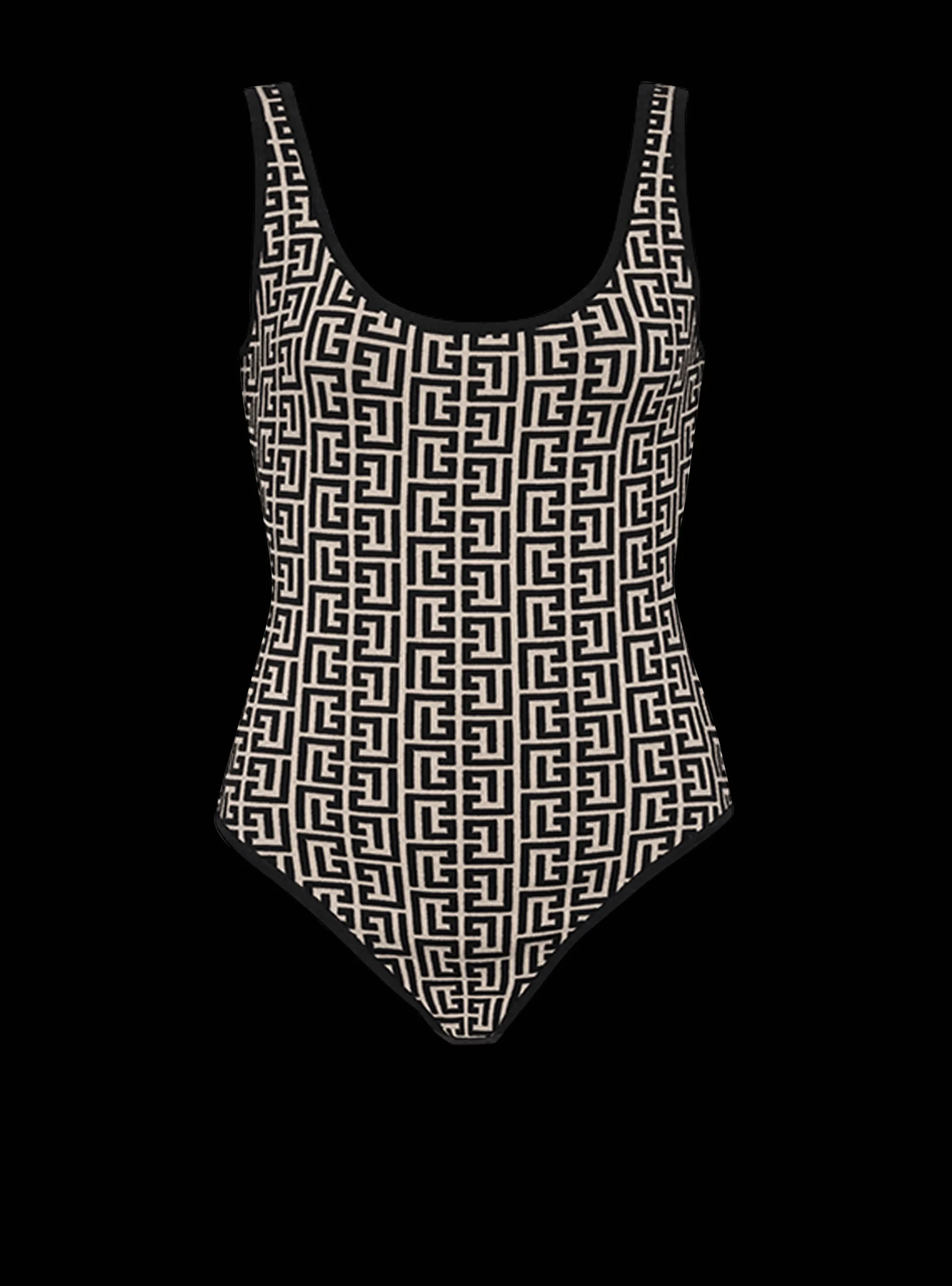 Women Balmain Bicolor Jacquard Bodysuit With Monogram