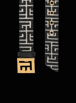 Women Balmain Bicolor Jacquard PB Belt Belt