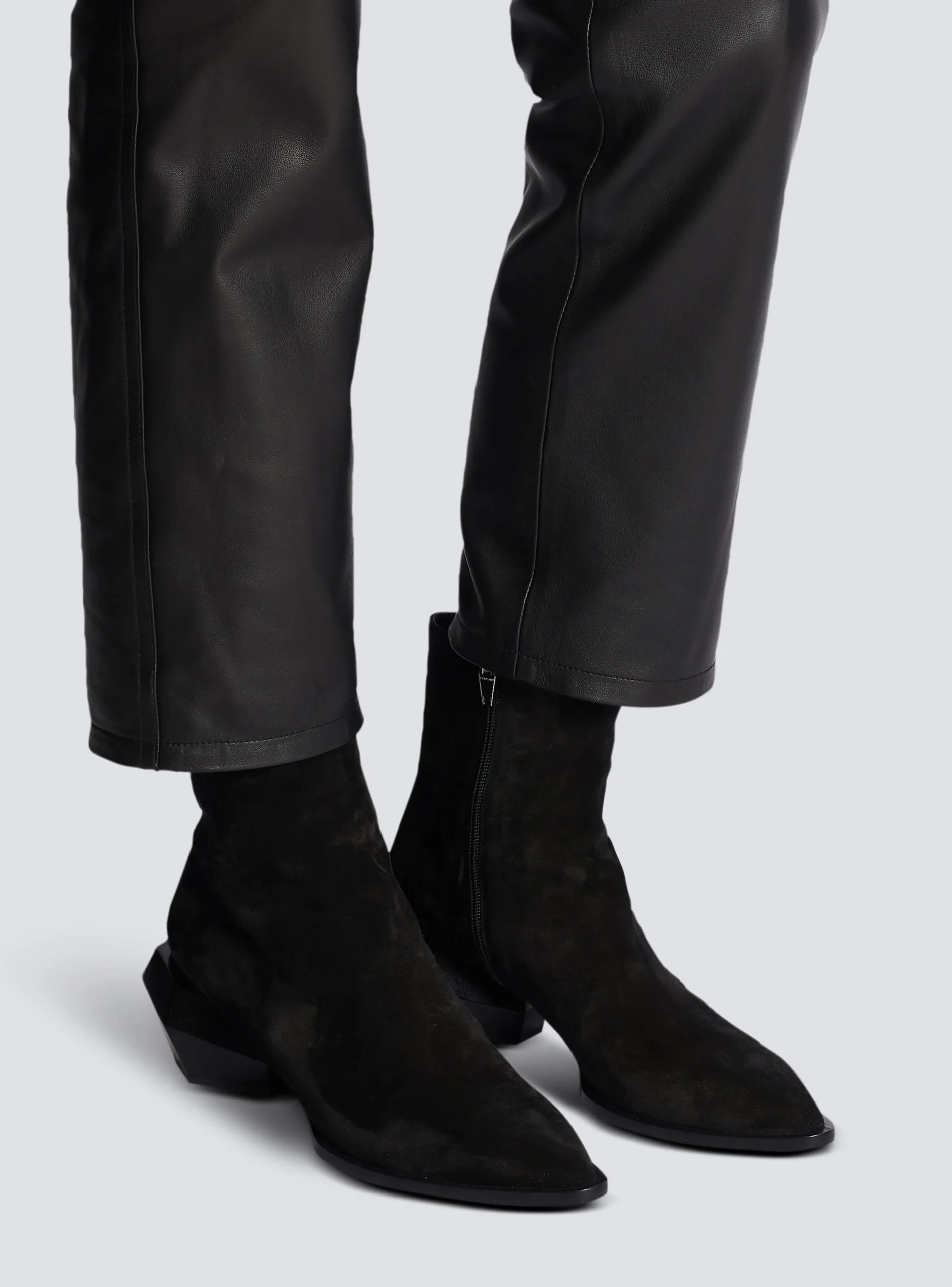 Balmain Billy Suede Ankle Boots With Diamond Heel