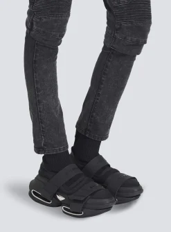 Balmain Neoprene And Knit B-Bold High-top Sneakers With Straps
