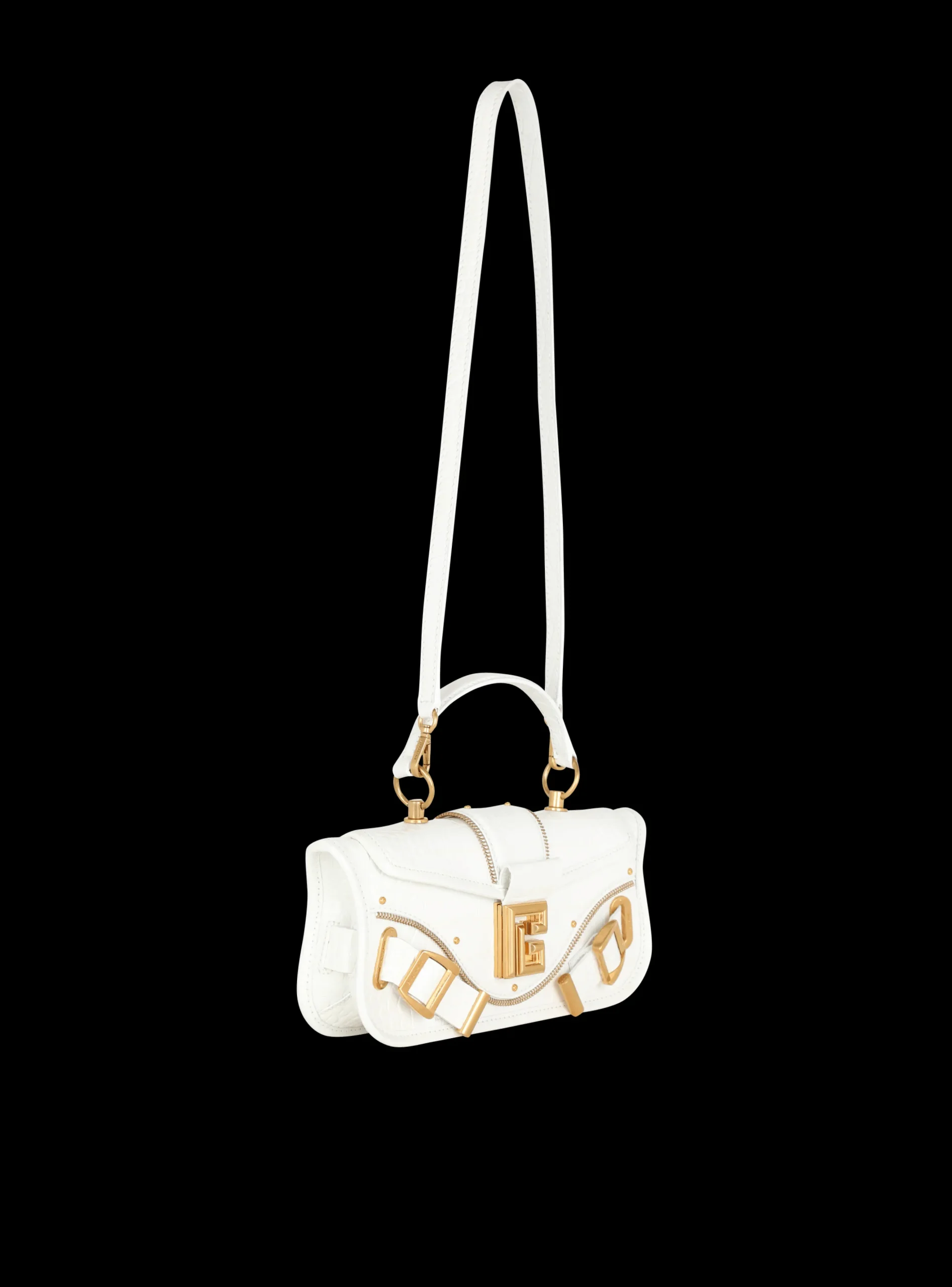 Women Balmain Blaze Clutch Bag In Crocodile Effect-embossed Leather