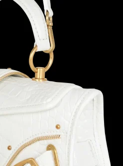 Women Balmain Blaze Clutch Bag In Crocodile Effect-embossed Leather