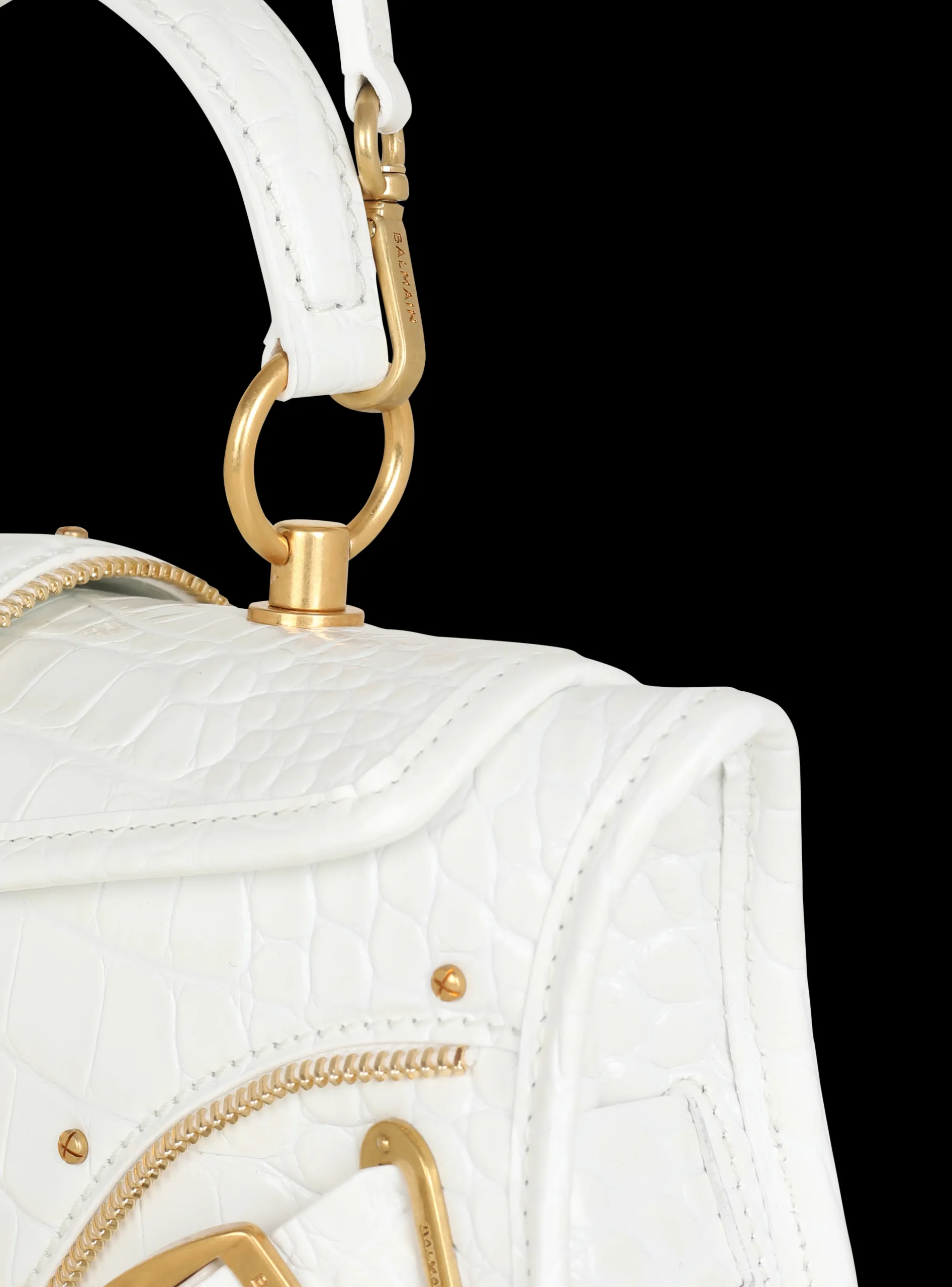 Women Balmain Blaze Clutch Bag In Crocodile Effect-embossed Leather