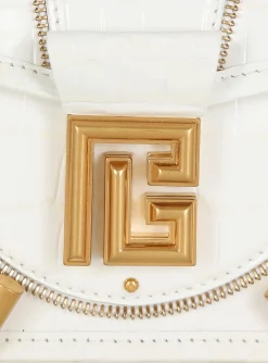 Women Balmain Blaze Clutch Bag In Crocodile Effect-embossed Leather