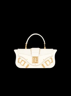 Women Balmain Blaze Grained Leather Clutch Bag
