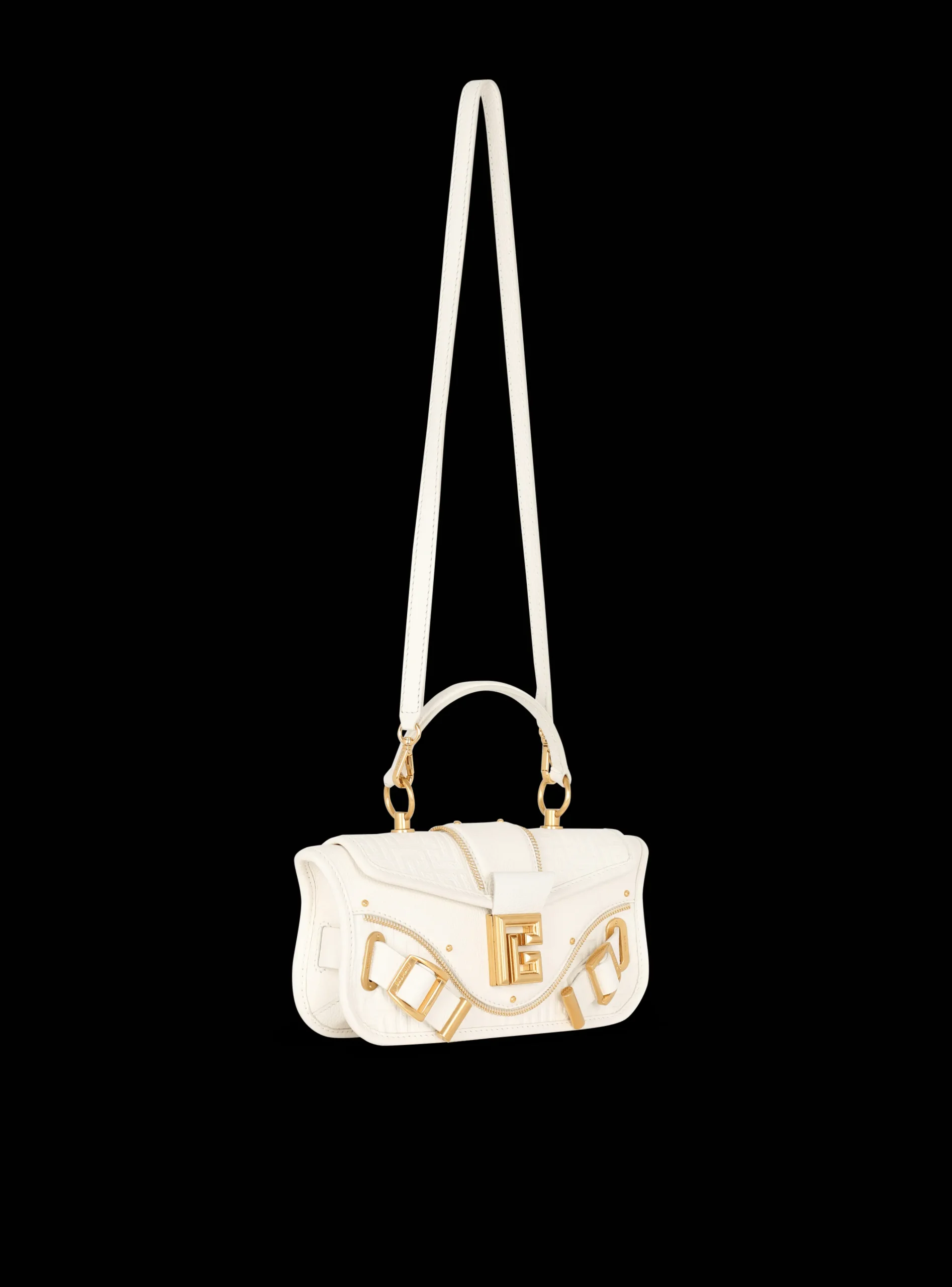 Women Balmain Blaze Grained Leather Clutch Bag