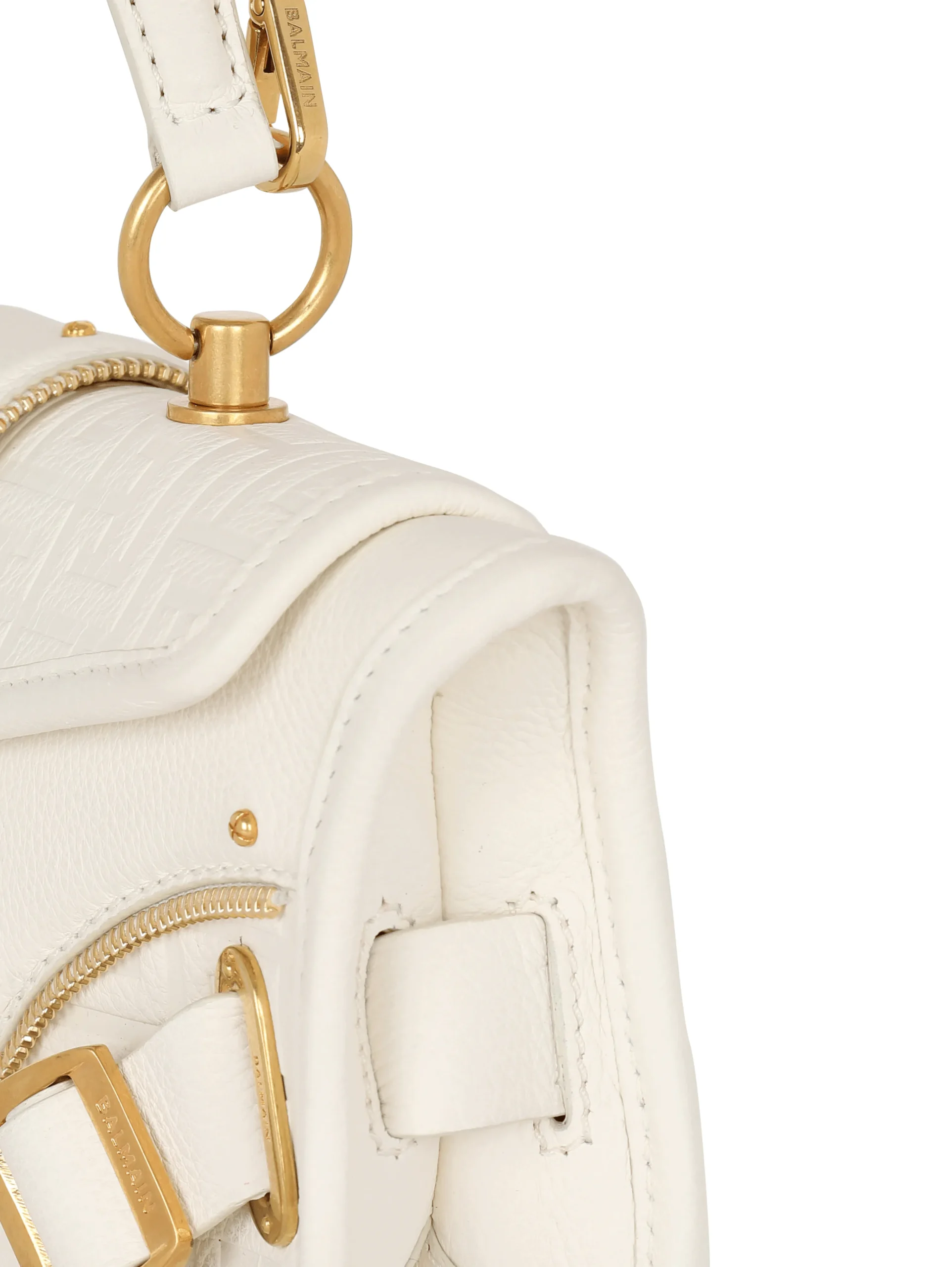 Women Balmain Blaze Grained Leather Clutch Bag