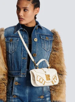 Women Balmain Blaze Grained Leather Clutch Bag