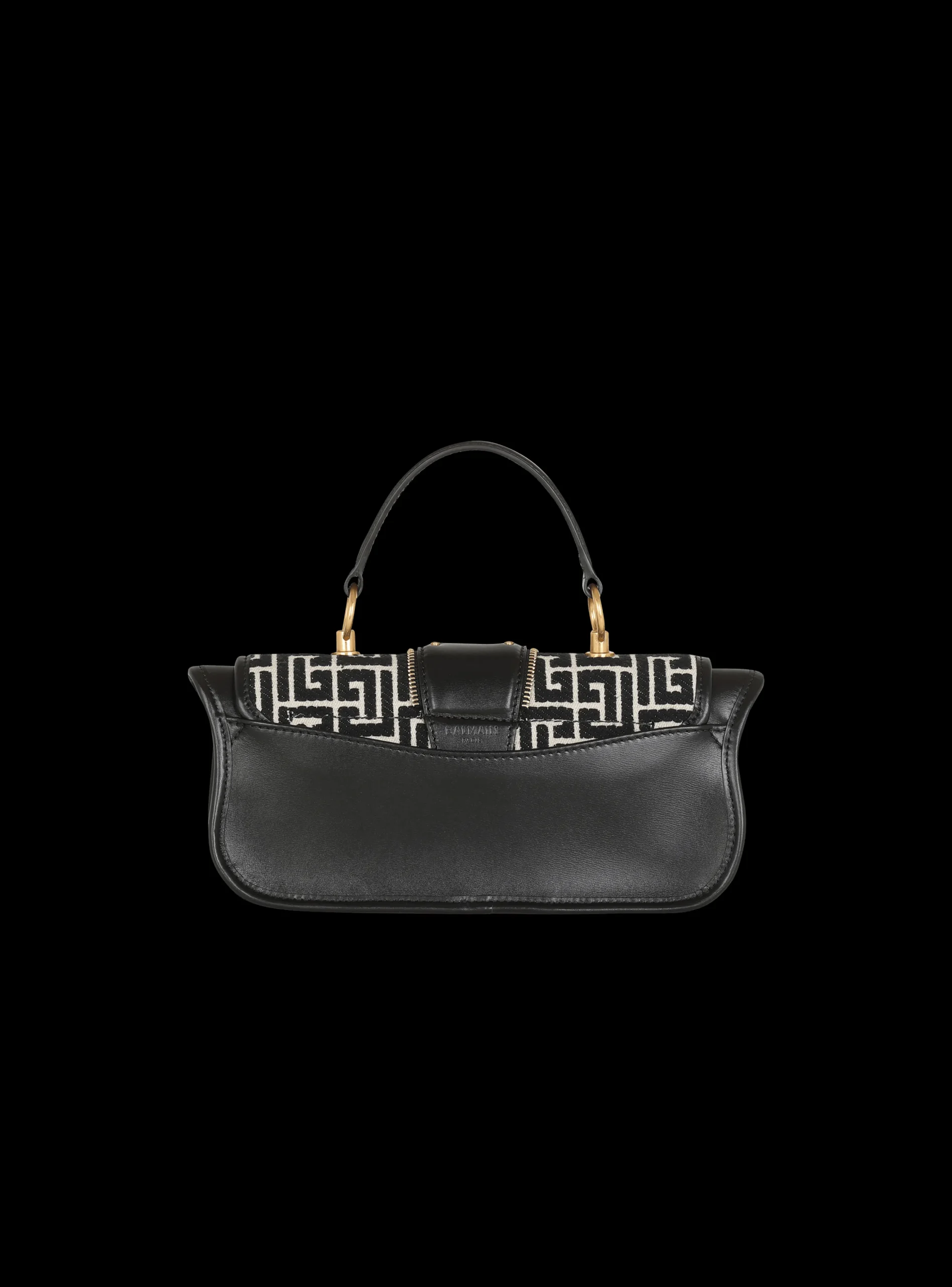 Women Balmain Blaze Leather Clutch Bag With Jacquard Monogram