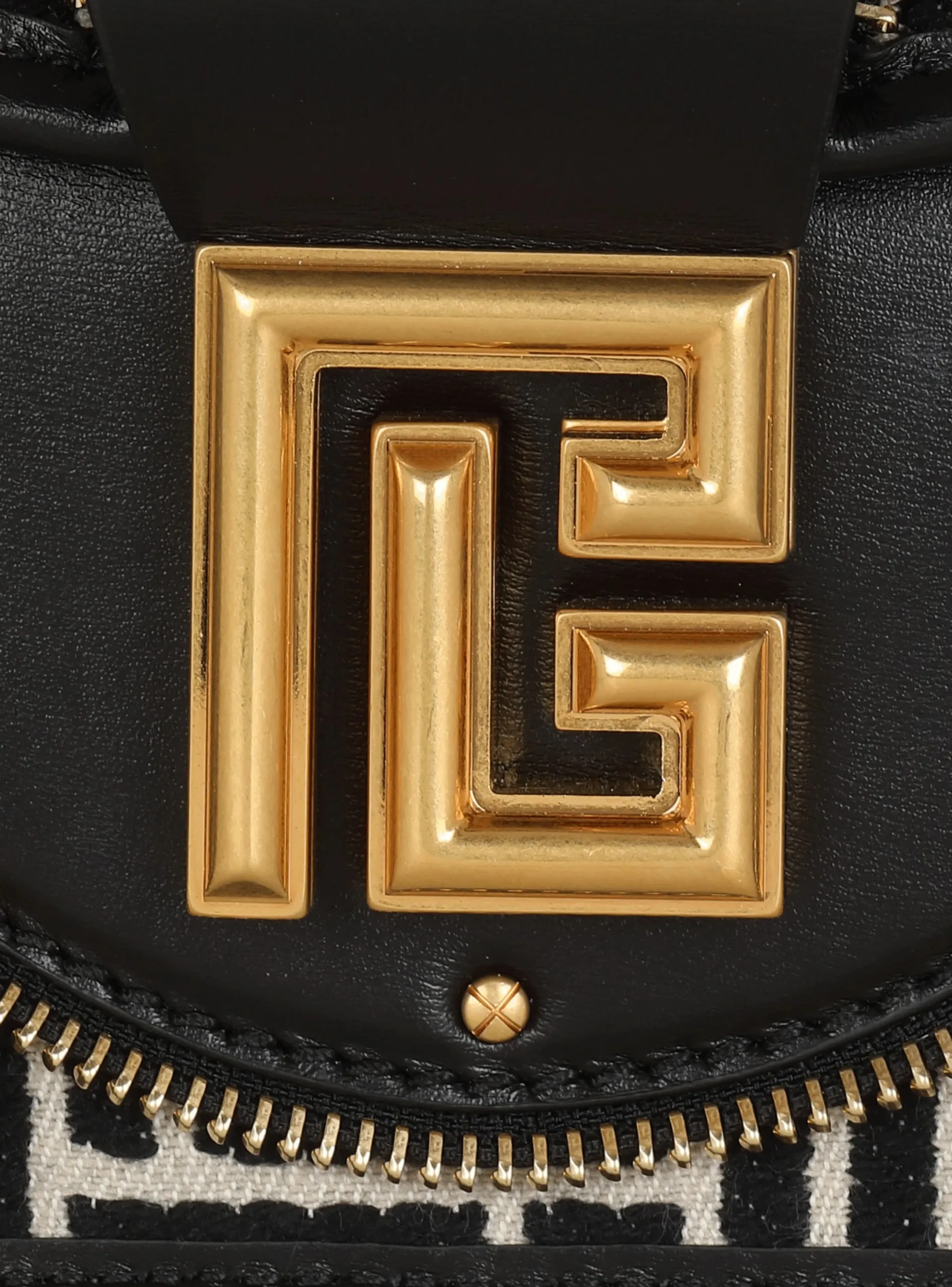Women Balmain Blaze Leather Clutch Bag With Jacquard Monogram