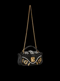 Women Balmain Blaze Pouch Bag In Beaded Leather
