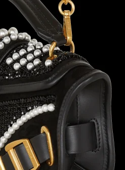 Women Balmain Blaze Pouch Bag In Beaded Leather