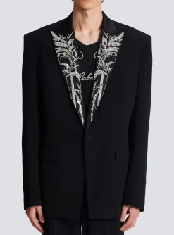 Balmain Blazer With Embroidered Bamboo Collar