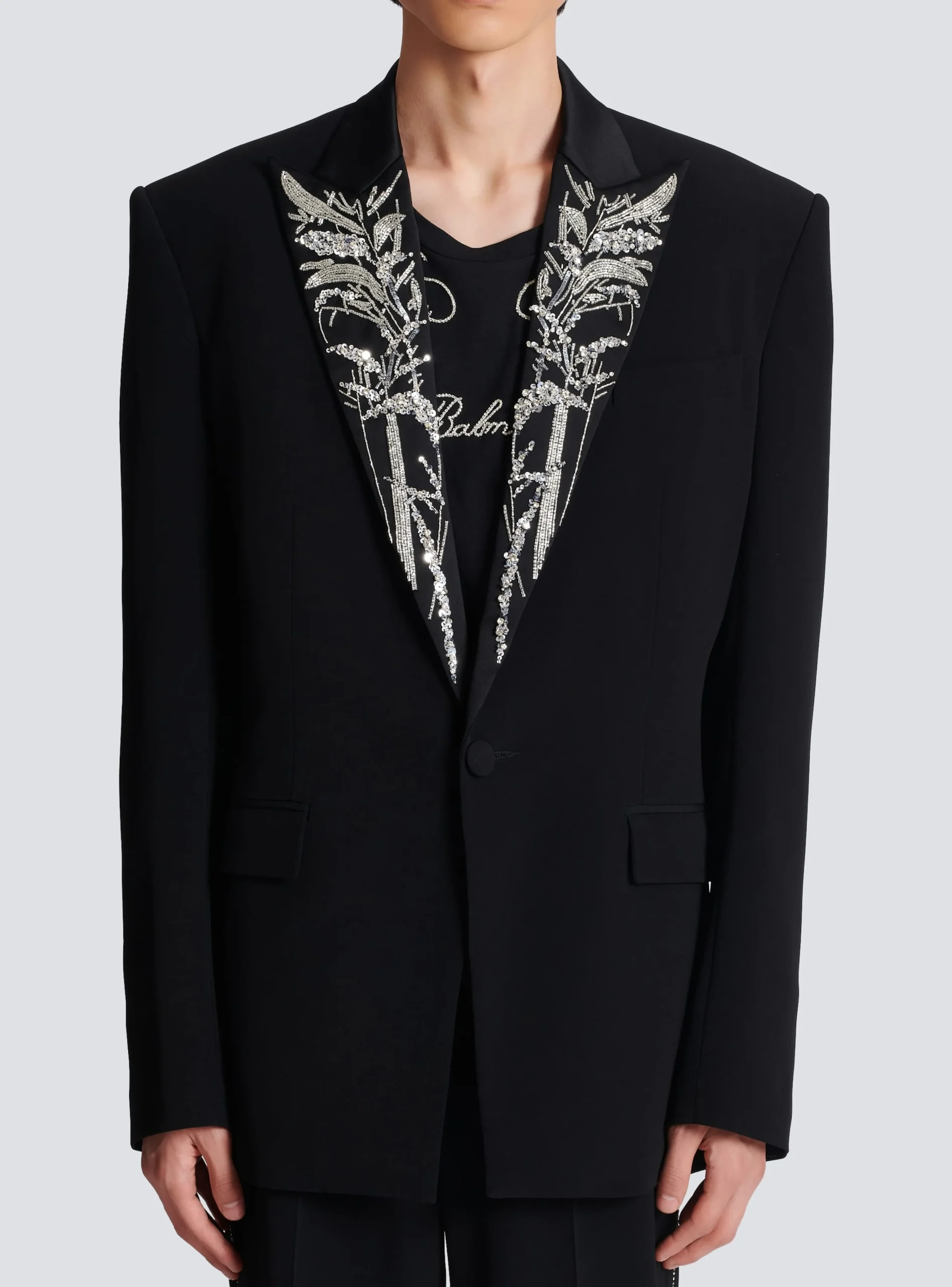 Balmain Blazer With Embroidered Bamboo Collar