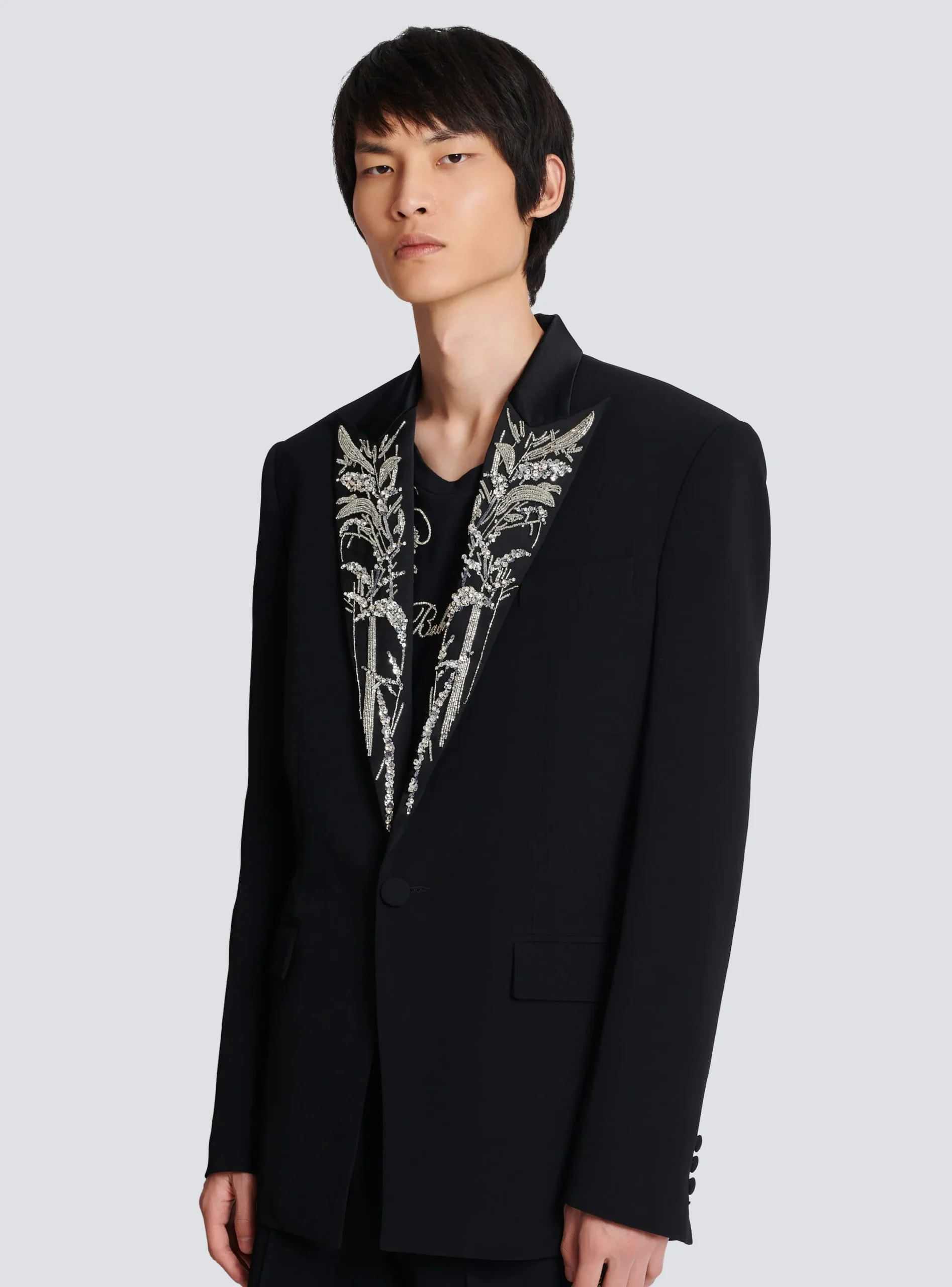 Balmain Blazer With Embroidered Bamboo Collar