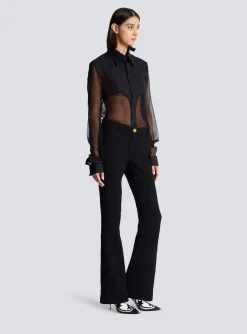 Women Balmain Bootcut Crepe Trousers