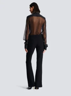 Women Balmain Bootcut Crepe Trousers