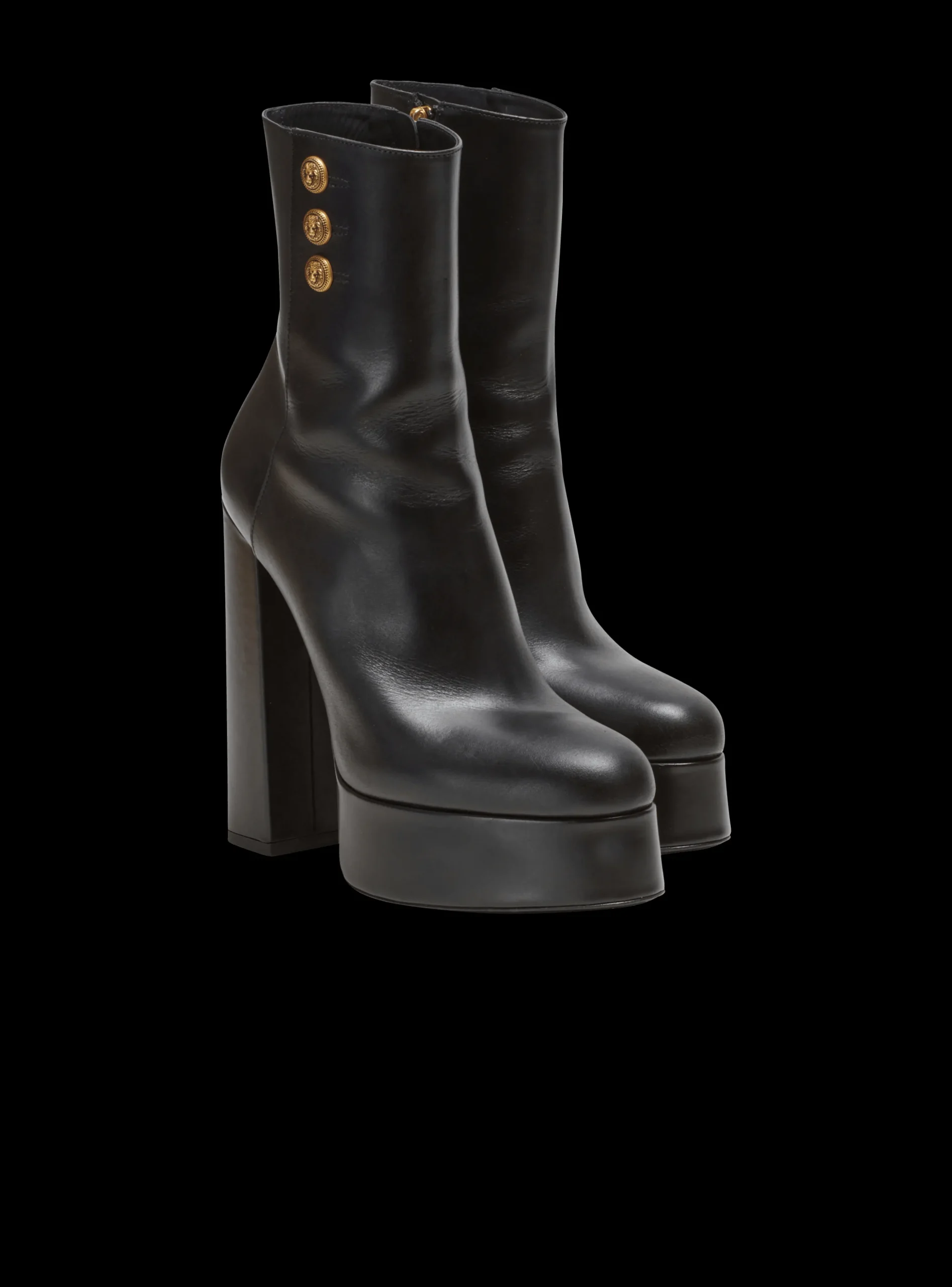 Women Balmain Brune Leather Ankle Boots
