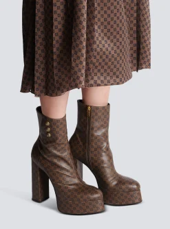 Women Balmain Brune Mini Monogram Boots