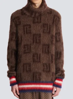 Balmain Brushed Mohair Jumper With Monogram Print