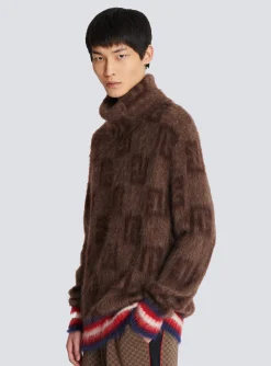 Balmain Brushed Mohair Jumper With Monogram Print