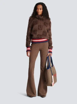 Women Balmain Brushed Mohair Jumper With Monogram Print