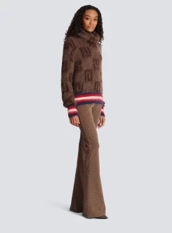 Women Balmain Brushed Mohair Jumper With Monogram Print