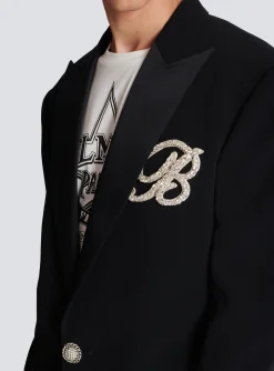 Balmain 1-button Crepe And Satin Jacket