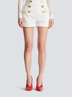 Women Balmain 6-button Denim Shorts