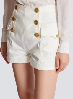 Women Balmain 6-button Denim Shorts