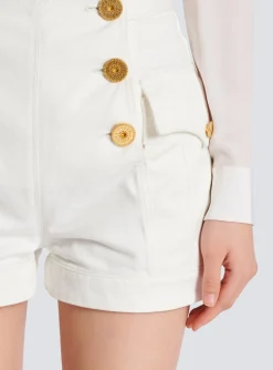 Women Balmain 6-button Denim Shorts