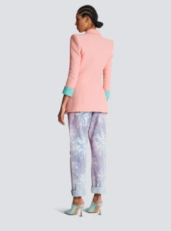 Women Balmain 1-button Double Crepe Two-tone Jacket