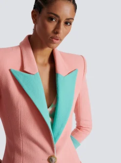 Women Balmain 1-button Double Crepe Two-tone Jacket