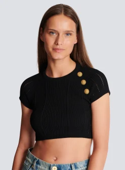 Women Balmain 3-button Fine Knit Top