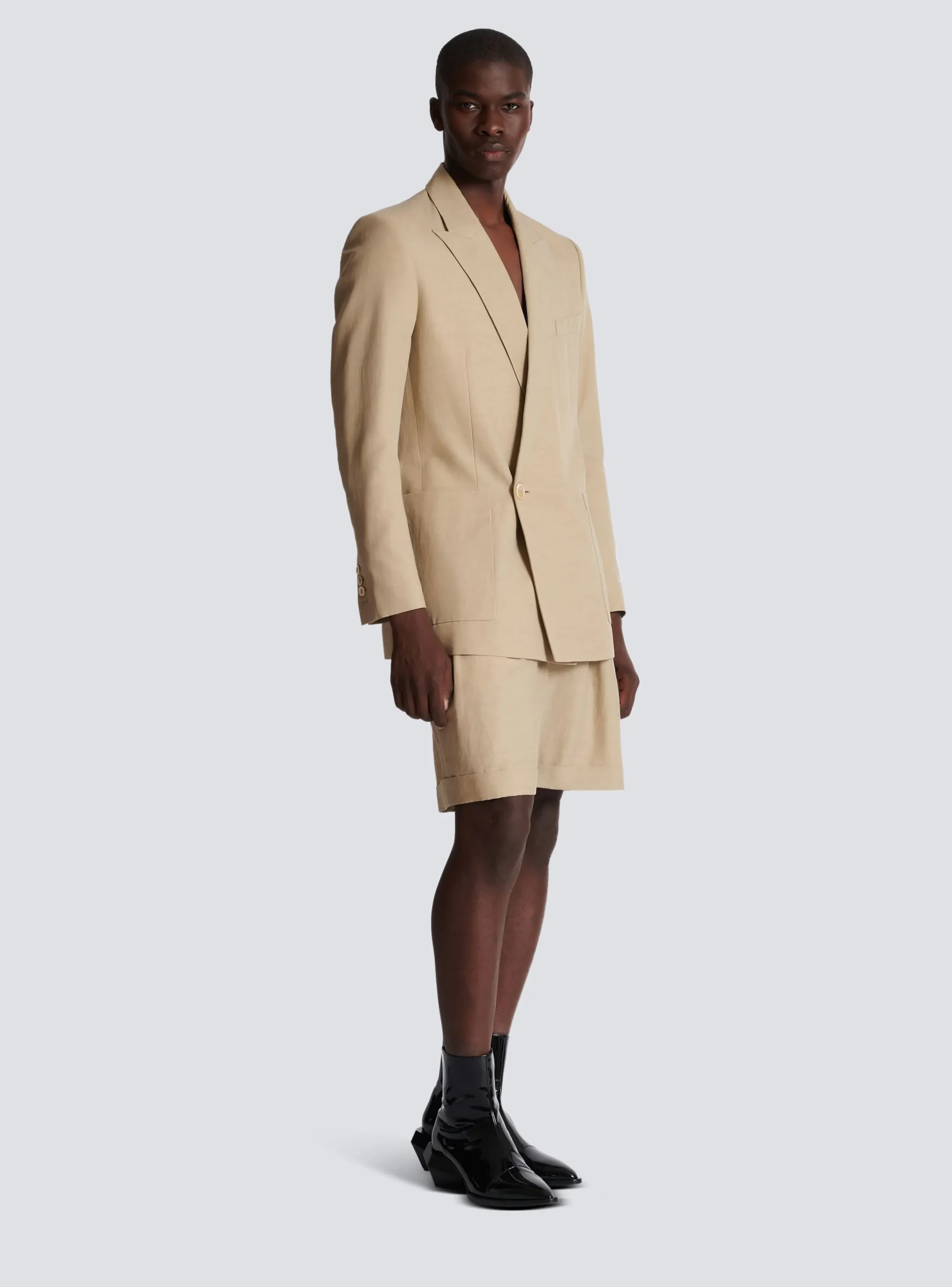 Balmain 1-button Jacket In Fluid Canvas