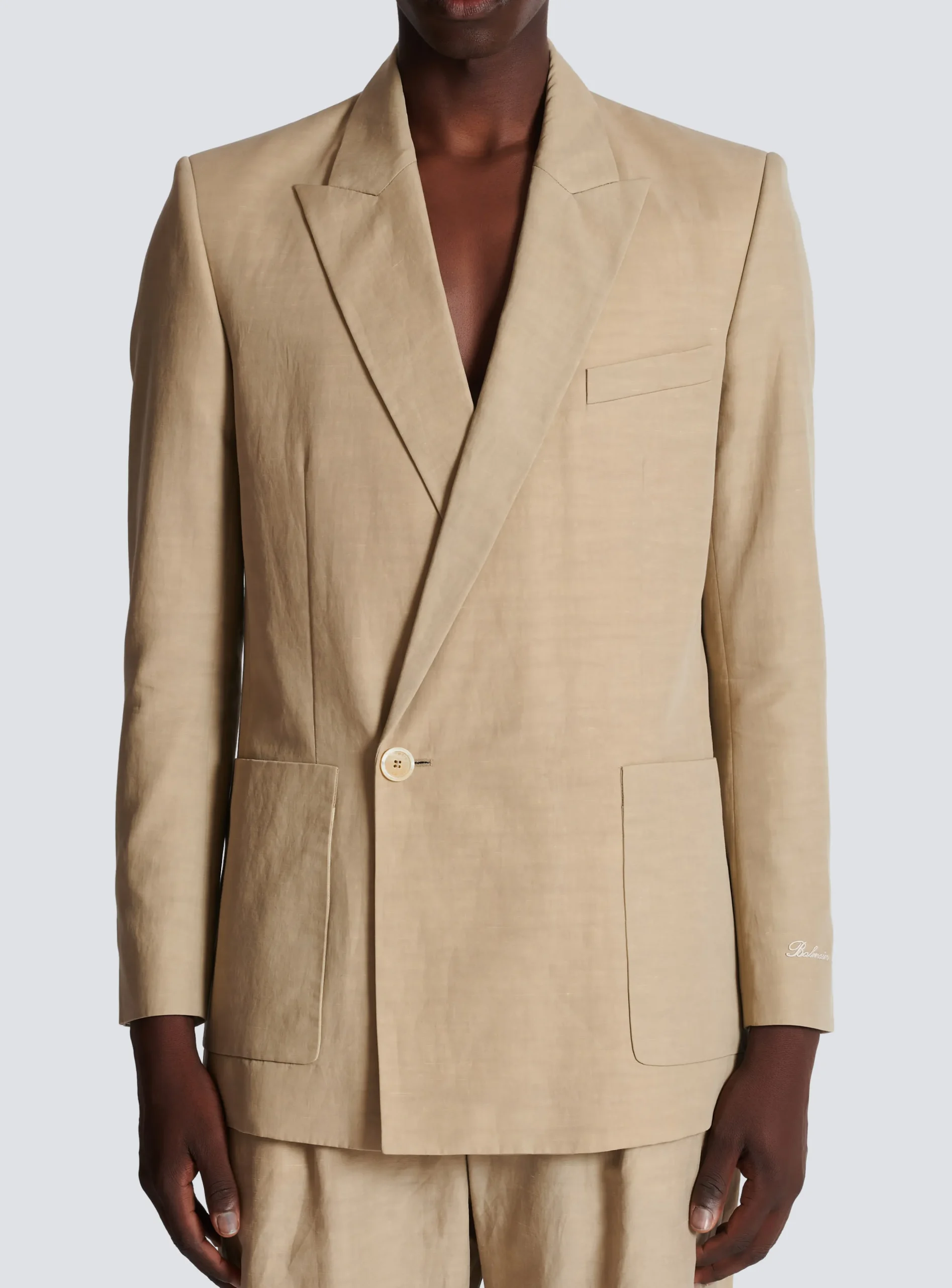 Balmain 1-button Jacket In Fluid Canvas