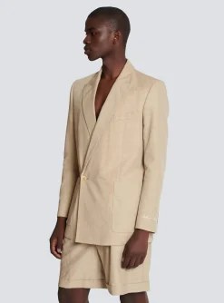 Balmain 1-button Jacket In Fluid Canvas