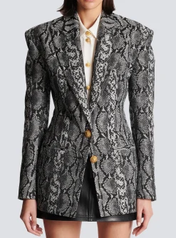 Women Balmain 2-button Jacquard Snakeskin Jacket