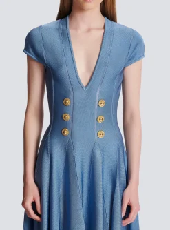 Women Balmain 6-button Knit Dress