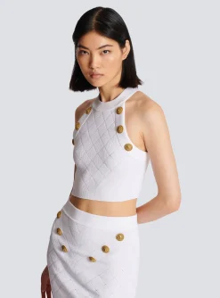Women Balmain 6-button Knit Tank Top
