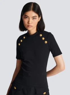 Women Balmain 6-button Knit T-shirt