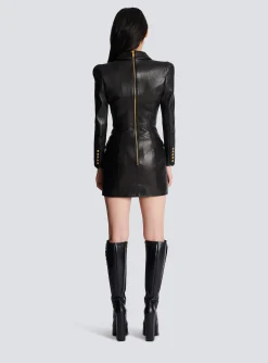 Women Balmain 6-button Leather Dress