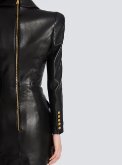 Women Balmain 6-button Leather Dress