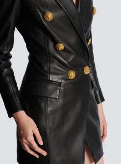Women Balmain 6-button Leather Dress