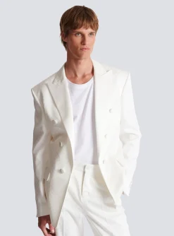 Balmain 6-button Monogram Satin Jacket